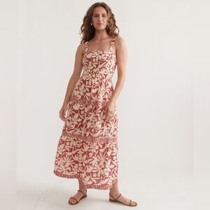 Marine Layer Selene Linen Blend Smocked Bodice Dress M